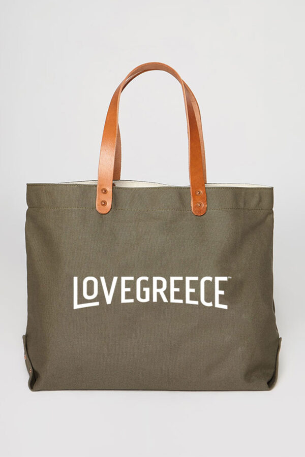 Big canvas tote with leather handles