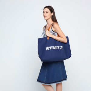 Big canvas tote with leather handles